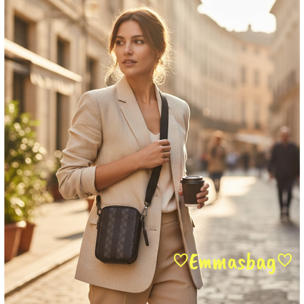 Coach Stanton Crossbody Bag In Signature Canvas Stripes CEB29 Gunmetal/Black - Picture 4 of 16